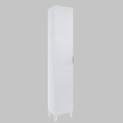 Garnero Arredamenti Colonne Per Bagno-Colonna bagno 35x198h cm 1 anta bianco frontale decorato Konny Bianco Lucido - Bianco opaco