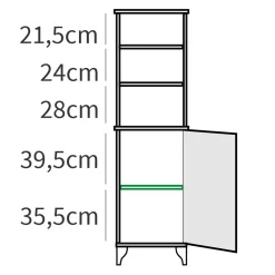 Garnero Arredamenti Colonne Per Bagno-Colonna bagno 47x168h cm 1 anta 3 vani rovere bianco Ilias