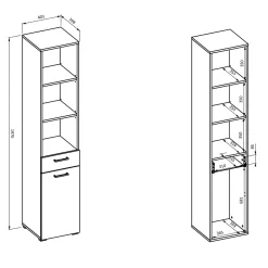 Garnero Arredamenti Colonne Per Bagno-Colonna bagno 40x197h cm 1 anta 1 cassetto beige Wave