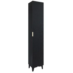 Garnero Arredamenti Colonne Per Bagno-Colonna bagno 35x198h cm 1 anta nero frontale decorato Konny Nero Lucido - Nero opaco