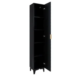 Garnero Arredamenti Colonne Per Bagno-Colonna bagno 35x198h cm 1 anta nero frontale decorato Konny Nero Lucido - Nero opaco