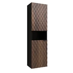 Garnero Arredamenti Colonne Per Bagno-Colonna bagno 34x133h cm 2 ante 1 vano a giorno nero ante noce decorate Silvy