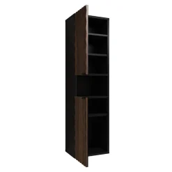 Garnero Arredamenti Colonne Per Bagno-Colonna bagno 34x133h cm 2 ante 1 vano a giorno nero ante noce decorate Silvy
