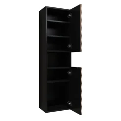 Garnero Arredamenti Colonne Per Bagno-Colonna bagno 34x133h cm 2 ante 1 vano a giorno nero ante noce decorate Silvy