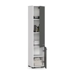 Garnero Arredamenti Colonne Per Bagno-Colonna bagno 30x140h cm 2 ante grigio bianco Woters Bianco Opaco - Grigio