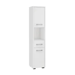 Garnero Arredamenti Colonne Per Bagno-Colonna bagno 30x140h cm 2 ante 1 vano a giorno bianco Woters Bianco Opaco