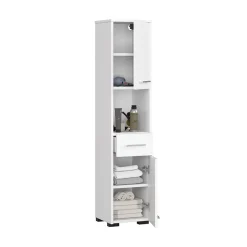 Garnero Arredamenti Colonne Per Bagno-Colonna bagno 30x140h cm 2 ante 1 vano a giorno bianco Woters Bianco Opaco