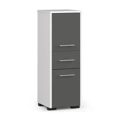Garnero Arredamenti Colonne Per Bagno-Colonna bagno 30x85h cm bassa 2 ante 1 cassetto grigio bianco Woters Bianco Opaco - Grigio