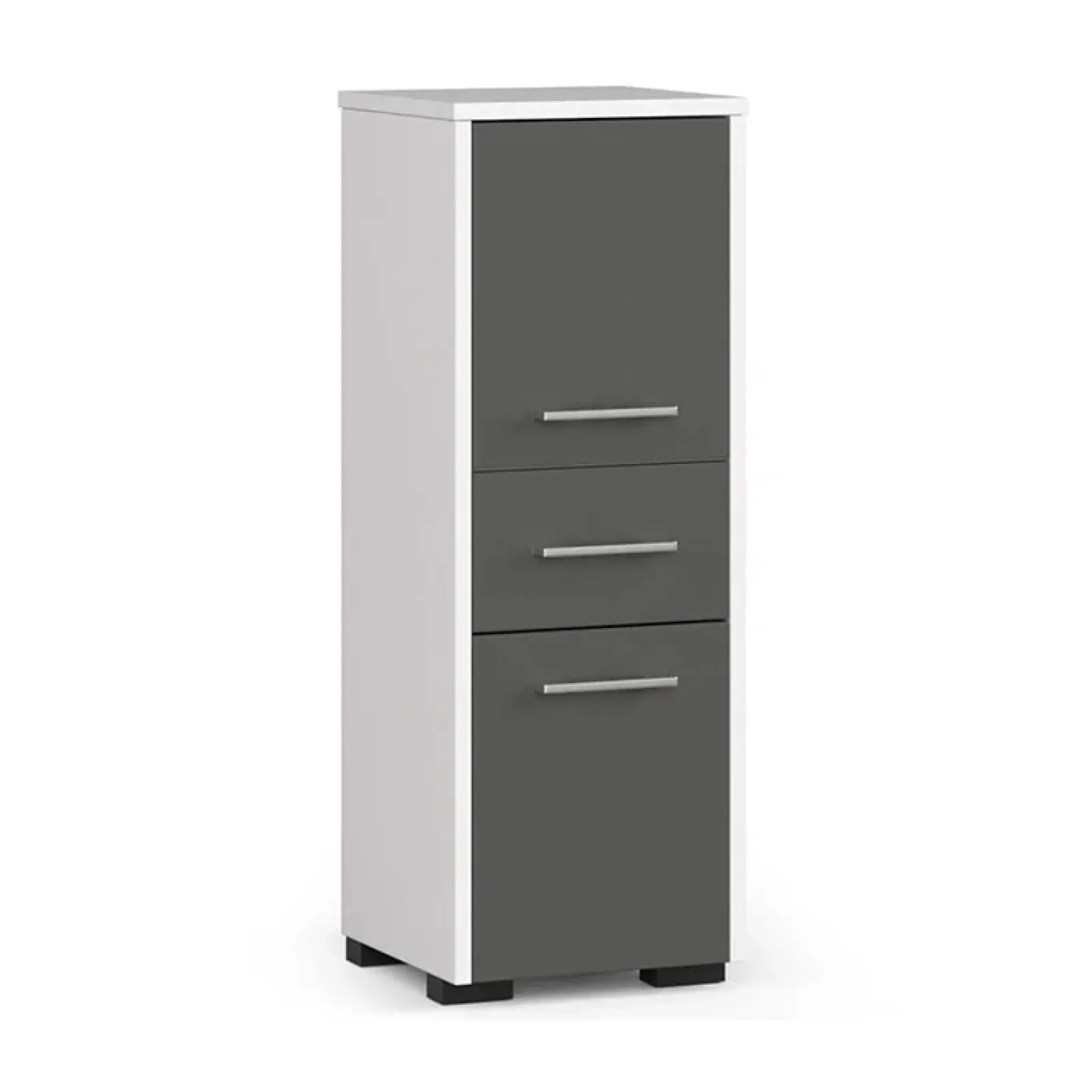 Garnero Arredamenti Colonne Per Bagno-Colonna bagno 30x85h cm bassa 2 ante 1 cassetto grigio bianco Woters Bianco Opaco - Grigio