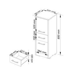 Garnero Arredamenti Colonne Per Bagno-Colonna bagno 30x85h cm bassa 2 ante 1 cassetto grigio bianco Woters Bianco Opaco - Grigio