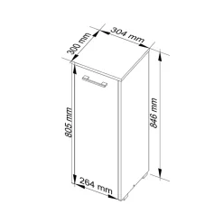 Garnero Arredamenti Colonne Per Bagno-Colonna bagno 30x85h cm bassa 1 anta bianco Woters Bianco Opaco