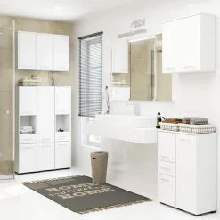 Garnero Arredamenti Colonne Per Bagno-Colonna bagno 30x85h cm bassa 1 anta bianco Woters Bianco Opaco