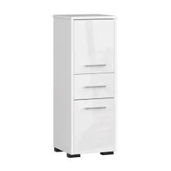 Garnero Arredamenti Colonne Per Bagno-Colonna bagno 30x85h cm bassa 2 ante 1 cassetto Woters Bianco Lucido