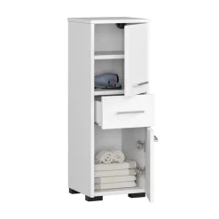 Garnero Arredamenti Colonne Per Bagno-Colonna bagno 30x85h cm bassa 2 ante 1 cassetto bianco Woters Bianco Opaco