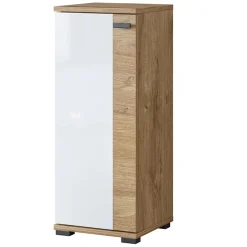 Garnero Arredamenti Colonne Per Bagno-Colonna bagno 35x86h cm bassa 1 anta bianco lucido rovere Crystal