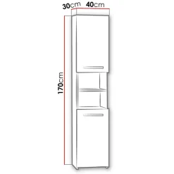 Garnero Arredamenti Colonne Per Bagno-Colonna bagno 40x170h cm moderna con ripiano bianco Ramona