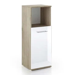 Garnero Arredamenti Cassettiere Ufficio|Cassettiera-Colonna bassa ufficio 40x106h cm 1 anta rovere bianco lucido Time B Bianco Lucido - Rovere