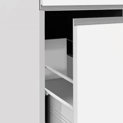 Garnero Arredamenti Scaffali E Dispense-Colonna frigo dispensa cucina 90x165h cm moderna bianco rovere Gourmet Bianco Lucido - Rovere