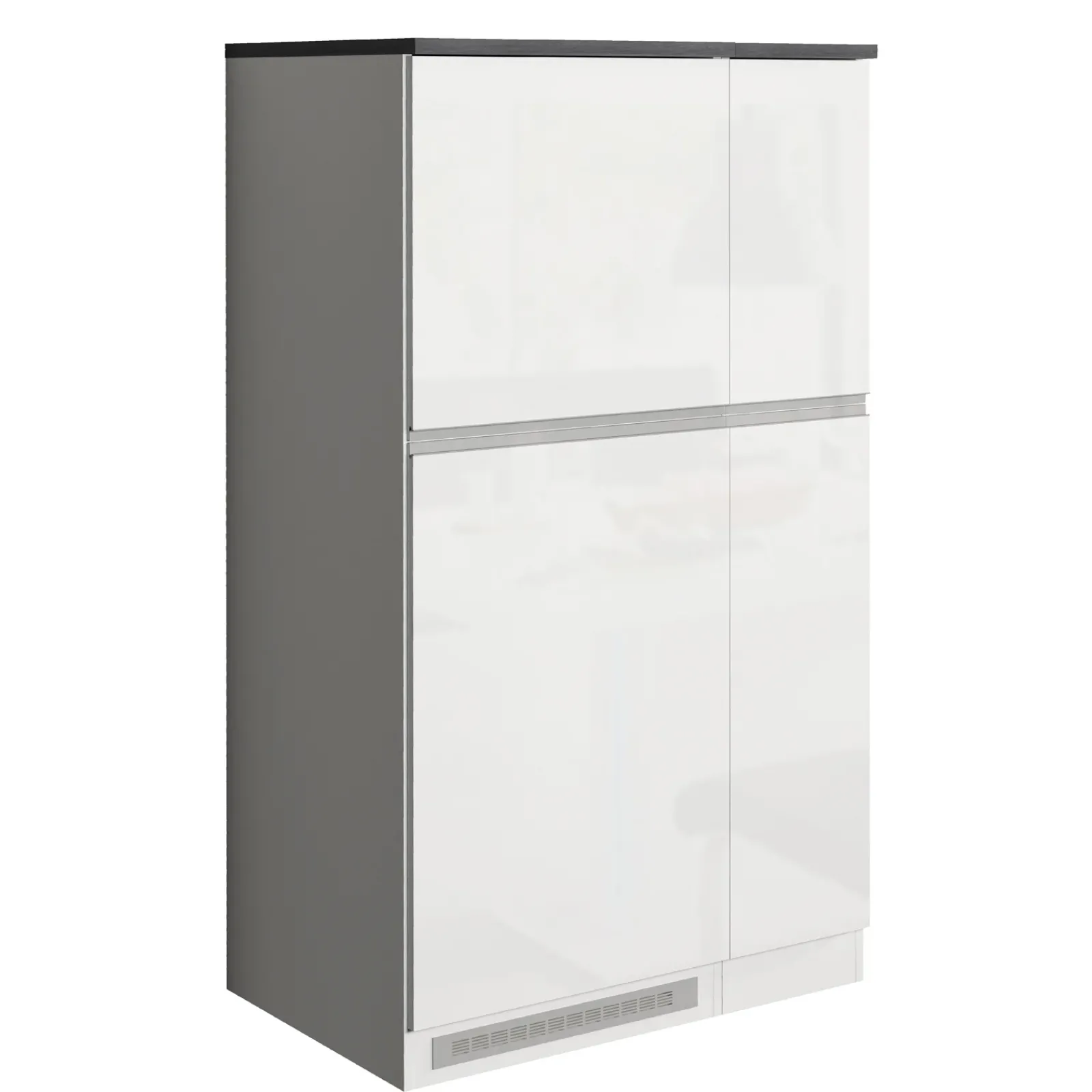 Garnero Arredamenti Scaffali E Dispense-Colonna frigo dispensa cucina 90x165h cm moderna bianco grigio pietra Gourmet Bianco Lucido - Grigio pietra