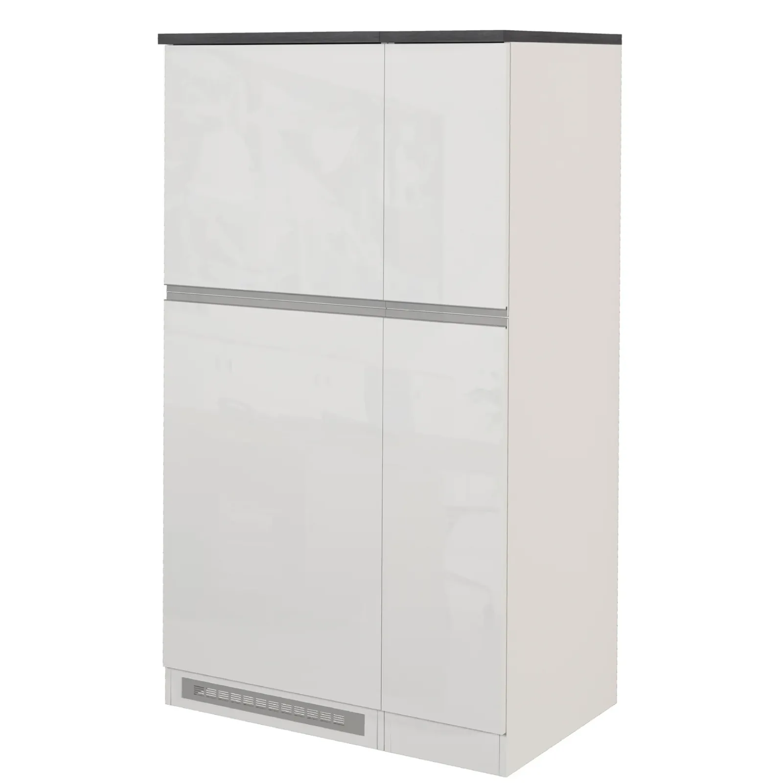 Garnero Arredamenti Scaffali E Dispense-Colonna frigo dispensa cucina 90x165h cm moderna bianco grigio pietra Gourmet Bianco Lucido - Grigio pietra