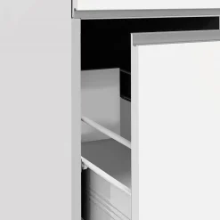 Garnero Arredamenti Scaffali E Dispense-Colonna frigo dispensa cucina 90x165h cm moderna bianco grigio pietra Gourmet Bianco Lucido - Grigio pietra