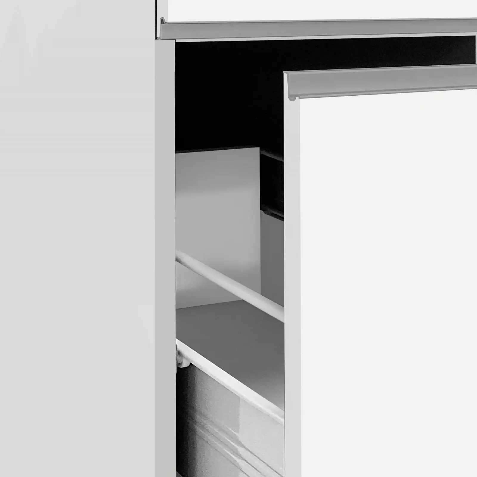 Garnero Arredamenti Scaffali E Dispense-Colonna frigo dispensa cucina 90x165h cm moderna bianco grigio pietra Gourmet Bianco Lucido - Grigio pietra