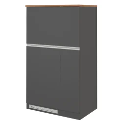 Garnero Arredamenti Scaffali E Dispense-Colonna frigo dispensa cucina 90x165h cm moderna antracite rovere Gourmet Antracite - Rovere