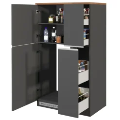 Garnero Arredamenti Scaffali E Dispense-Colonna frigo dispensa cucina 90x165h cm moderna antracite rovere Gourmet Antracite - Rovere