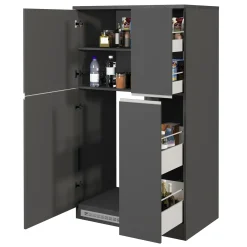 Garnero Arredamenti Scaffali E Dispense-Colonna frigo dispensa cucina 90x165h cm moderna antracite grigio pietra Gourmet Antracite - Grigio pietra
