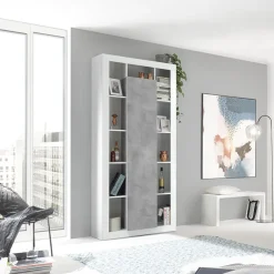 Garnero Arredamenti Librerie|Librerie-Colonna libreria 95x217h cm 1 anta bianco cemento Trilogy Bianco Opaco - Cemento