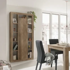 Garnero Arredamenti Credenza Alta-Colonna libreria 95x217h cm 1 anta  rovere scuro Trilogy Noce