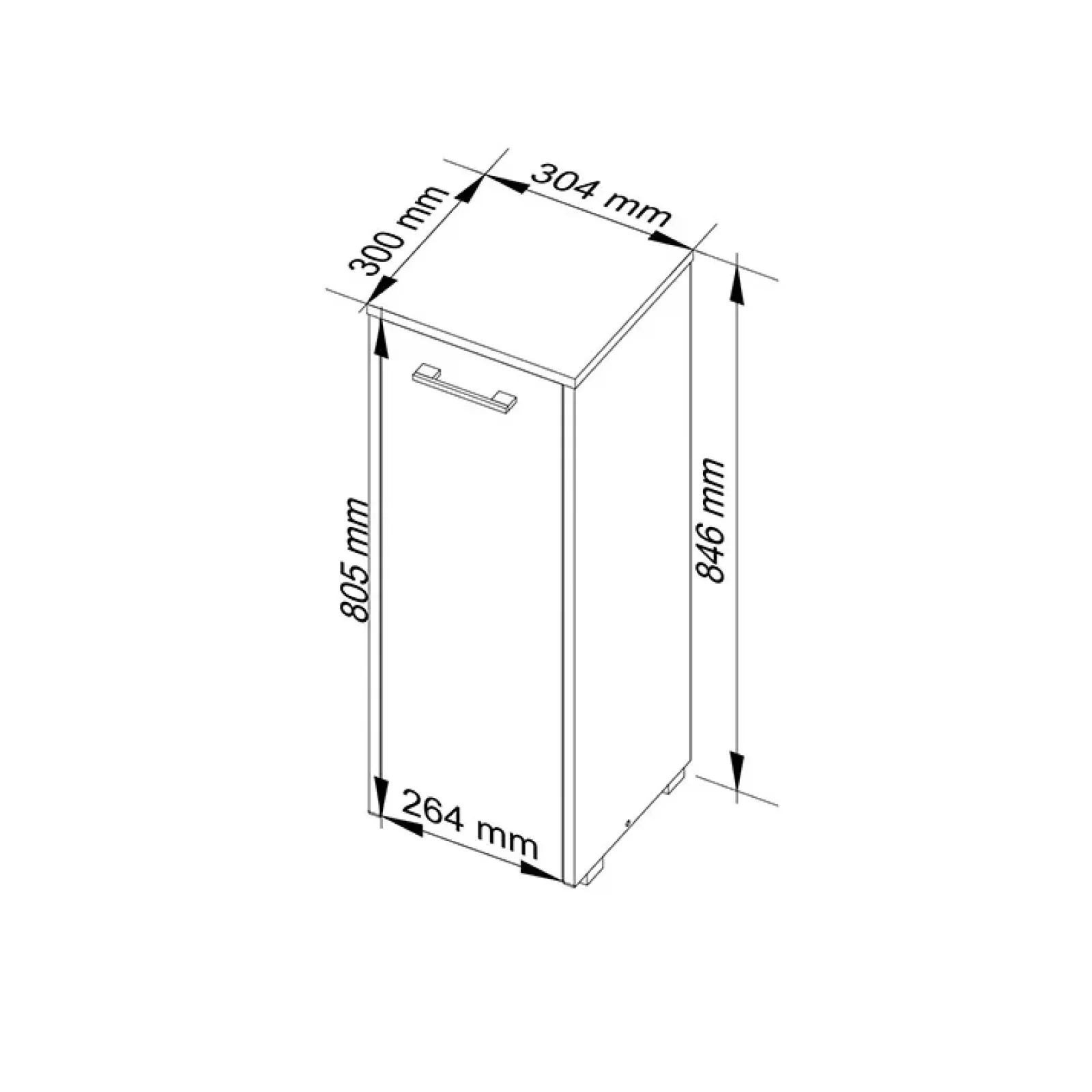 Garnero Arredamenti Colonne Per Bagno-Colonna per bagno bassa 30x85h cm con 1 anta bianco lucido Cordelia