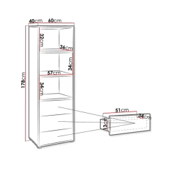 Garnero Arredamenti Credenza Alta-Colonna soggiorno 60x178h cm 3 cassetti 3 vani a giorno bianco Eindhoven