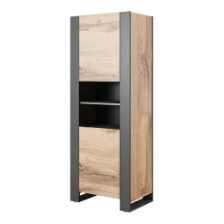 Garnero Arredamenti Credenza Alta-Colonna soggiorno 65x171h cm 2 ante 2 vani a giorno legno antracite Tampere