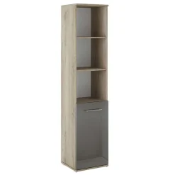 Garnero Arredamenti Librerie Ufficio|Librerie-Colonna ufficio 40x176h cm libreria 1 anta e ripiani rovere antracite lucido Time D Rovere - Antracite
