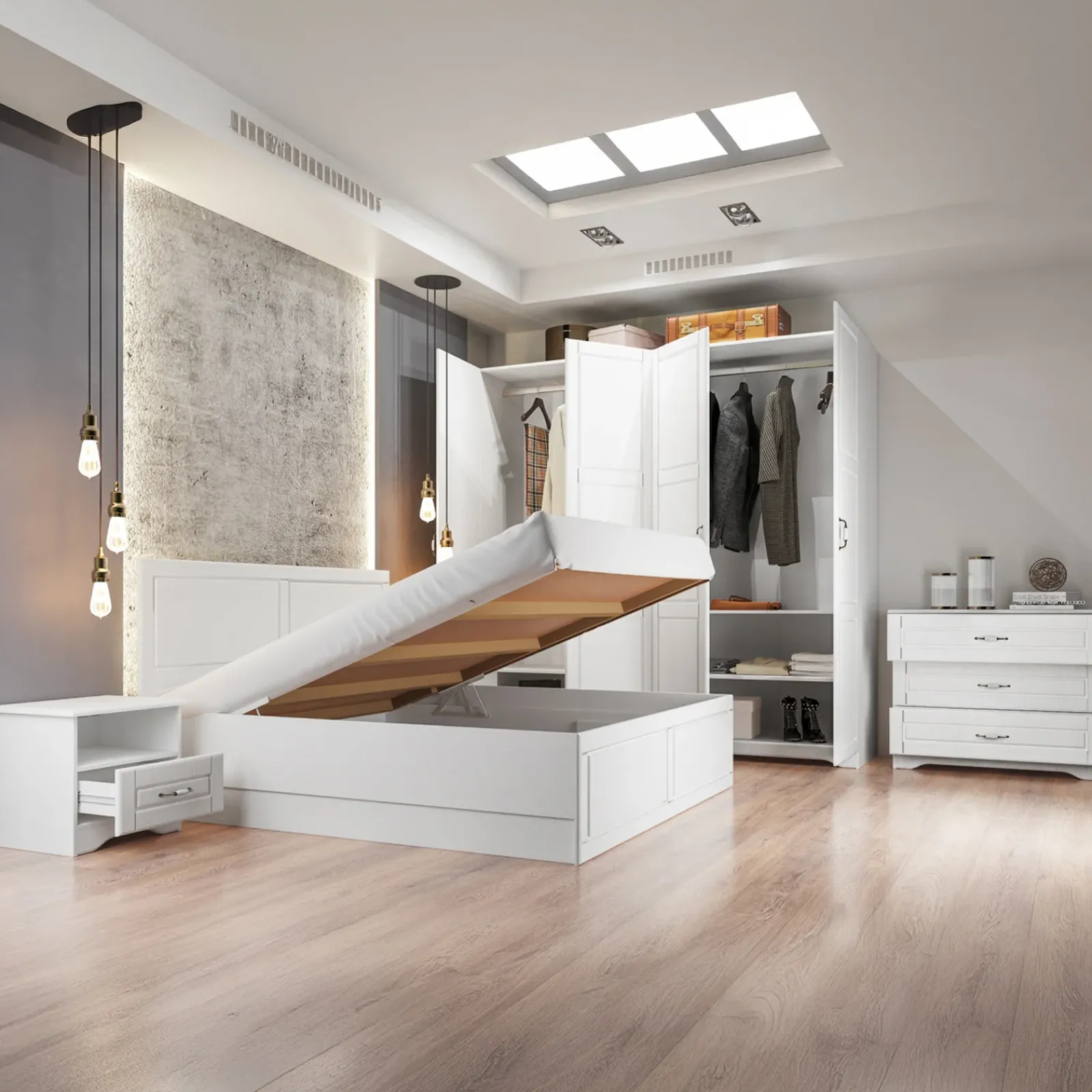 Garnero Arredamenti Comò|Comò-Comò classico 99x78h cm 3 cassetti bianco opaco Friuli