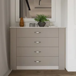Garnero Arredamenti Comò Cameretta|Comò-Comò moderno 117x92h cm 4 cassetti beige cashmere Emporio