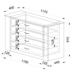 Garnero Arredamenti Comò Cameretta|Comò-Comò moderno 117x92h cm 4 cassetti beige cashmere Emporio