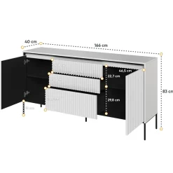 Garnero Arredamenti Comò|Comò-Comò 136x91h cm 1 anta 3 cassetti con LED grigio nero Luna