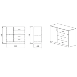 Garnero Arredamenti Comò Cameretta|Comò-Comò 100x91h cm 1 anta con cassetti Piero Noce