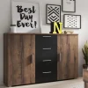 Garnero Arredamenti Comò|Comò-Comò 132x92h cm 2 ante 4 cassetti quercia scuro nero Lisa Gihome®