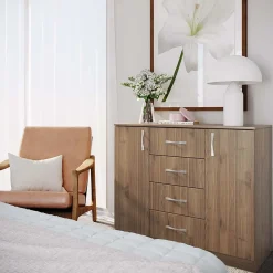 Garnero Arredamenti Comò|Comò-Comò 100x91h cm 2 ante con cassetti moderno Marian Noce