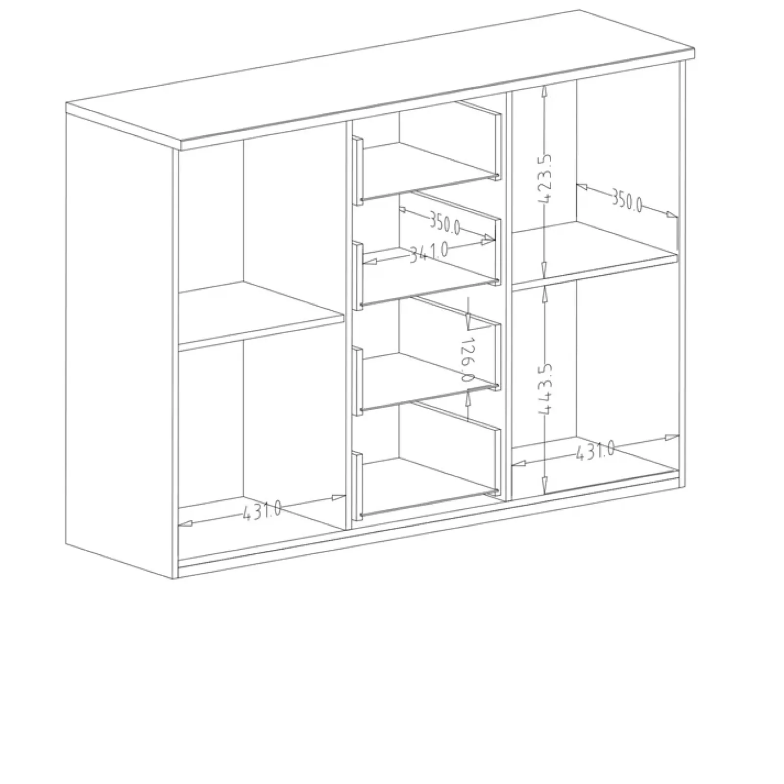 Garnero Arredamenti Comò|Comò-Comò 132x94h cm 2 ante con cassetti rovere scuro nero Vulcano Rovere Rustico