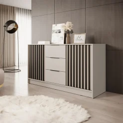 Garnero Arredamenti Comò|Comò-Comò 155x86h cm 2 ante con cassetti moderno cashmere Miller Beige