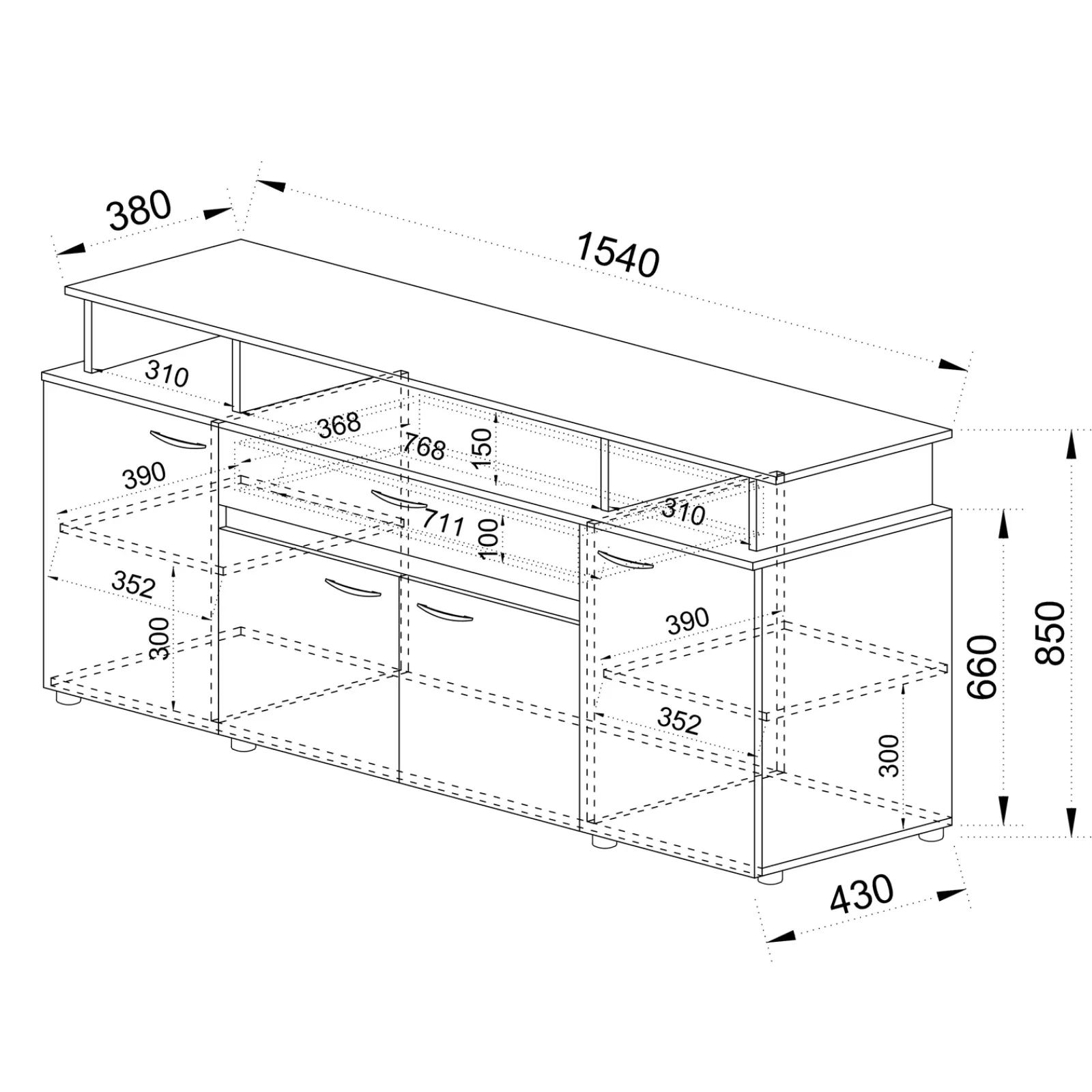 Garnero Arredamenti Comò|Comò-Comò 154x85h cm 4 ante moderno in Pippo Rovere Rustico