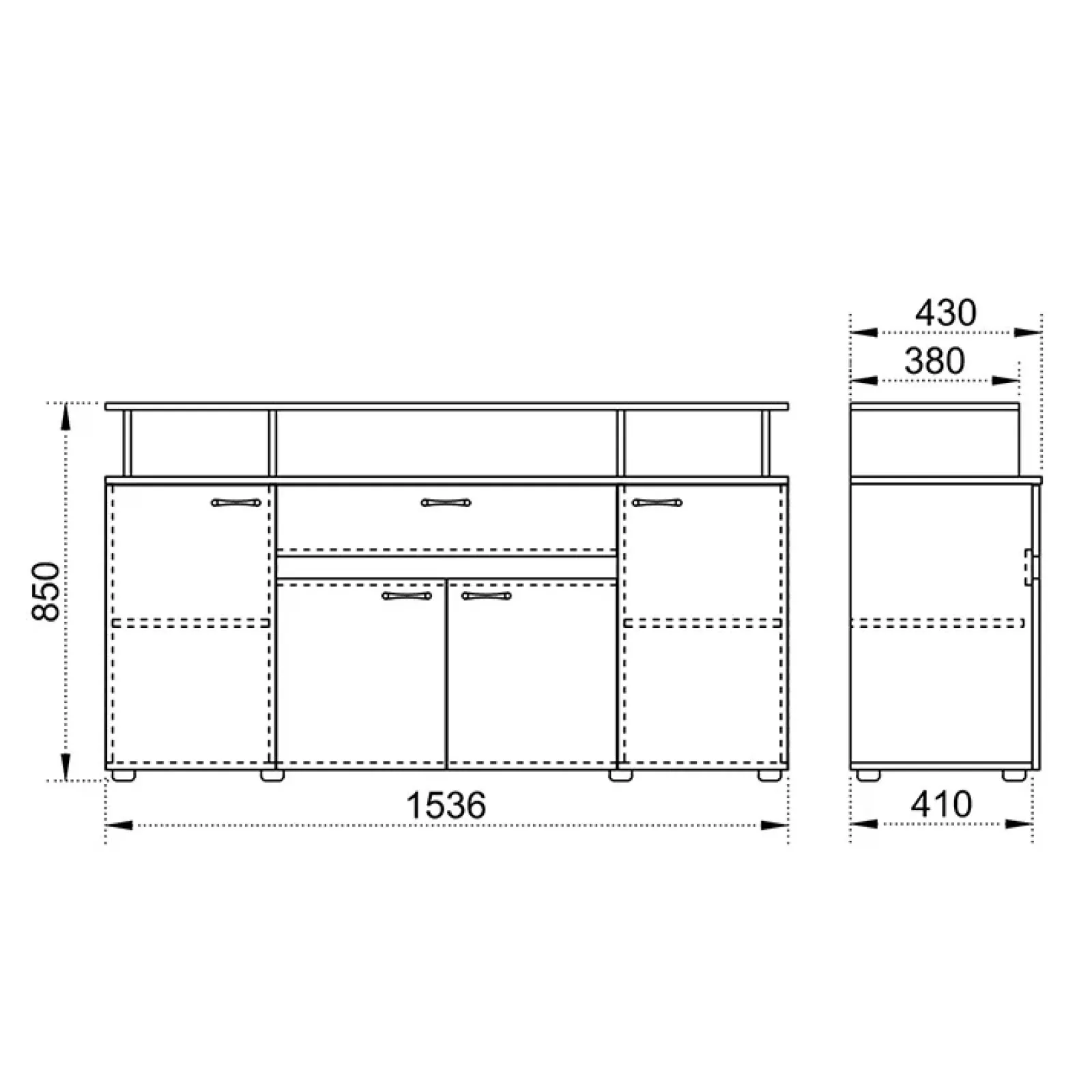 Garnero Arredamenti Comò|Comò-Comò 154x85h cm 4 ante moderno sonoma Pippo Rovere