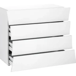Garnero Arredamenti Comò Cameretta|Comò-Comò 98x82h cm 4 cassetti moderno bianco lucido Neve