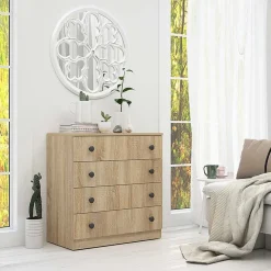 Garnero Arredamenti Comò Cameretta|Comò-Comò 70x73h cm 4 cassetti moderno rovere sonoma Estelle