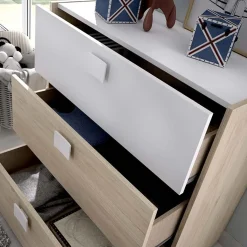 Garnero Arredamenti Comò Cameretta|Comò-Comò 81x81h cm 3 cassetti moderno rovere bianco Cairo