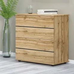 Garnero Arredamenti Comò Cameretta|Comò-Comò 80x80h cm 4 cassetti moderno quercia Tamika